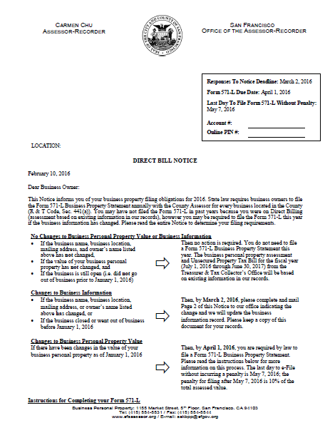 Direct Bill Notice Direct Bill Notice