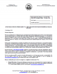 Notice to E-File (Spanish - Aviso para e-file el formulario 571-l, declaración de estado de empresas)