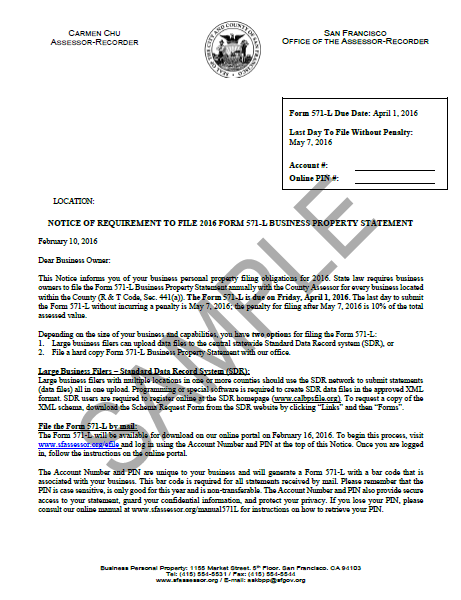 Notice of Requirement to File -- Financial Institution, Insurance, & Leasing Companies Notice of Requirement to File -- Financial Institution, Insurance, & Leasing Companies