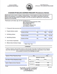 Possessory Interest Mailing Address Change Form